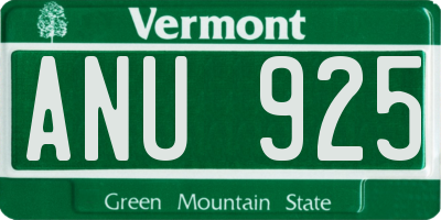 VT license plate ANU925