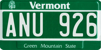 VT license plate ANU926