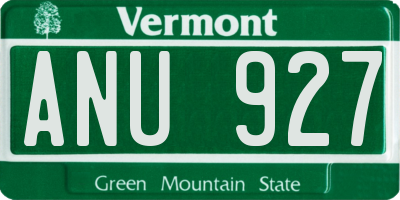 VT license plate ANU927