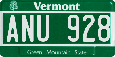 VT license plate ANU928