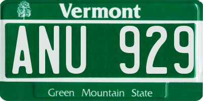 VT license plate ANU929