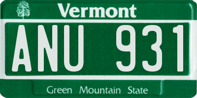 VT license plate ANU931