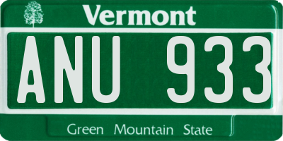 VT license plate ANU933