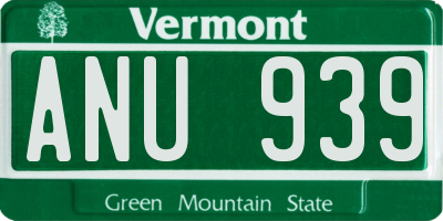 VT license plate ANU939