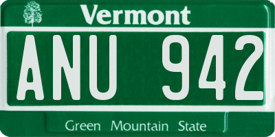 VT license plate ANU942