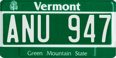 VT license plate ANU947