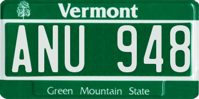 VT license plate ANU948