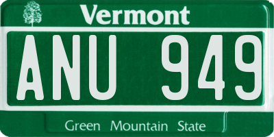 VT license plate ANU949