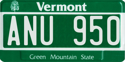 VT license plate ANU950