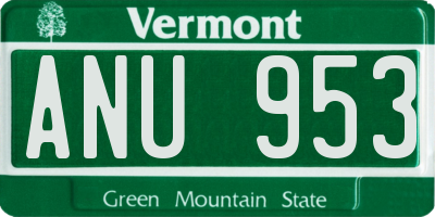 VT license plate ANU953