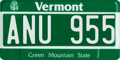 VT license plate ANU955
