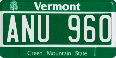 VT license plate ANU960
