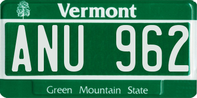 VT license plate ANU962