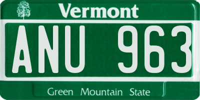VT license plate ANU963