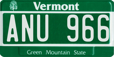VT license plate ANU966
