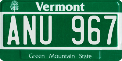 VT license plate ANU967