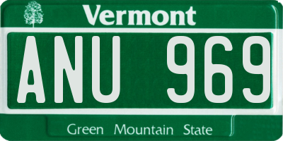 VT license plate ANU969