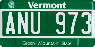 VT license plate ANU973