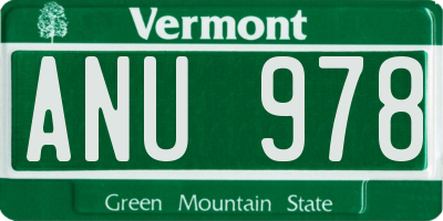 VT license plate ANU978