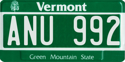 VT license plate ANU992