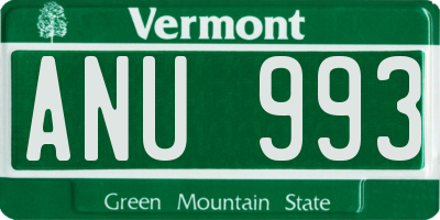 VT license plate ANU993