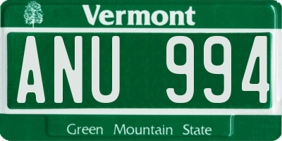 VT license plate ANU994