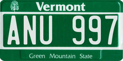 VT license plate ANU997