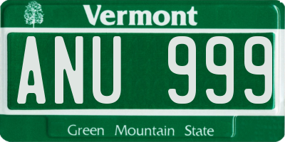 VT license plate ANU999