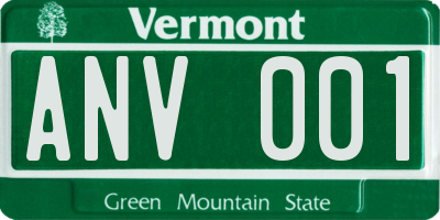 VT license plate ANV001