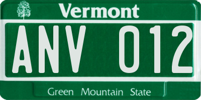 VT license plate ANV012