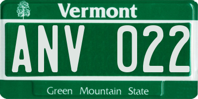 VT license plate ANV022