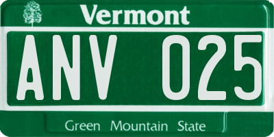 VT license plate ANV025