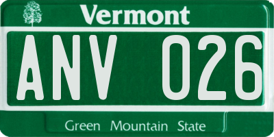 VT license plate ANV026