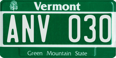 VT license plate ANV030