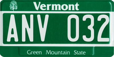 VT license plate ANV032