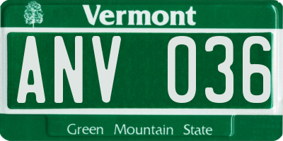VT license plate ANV036
