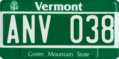 VT license plate ANV038
