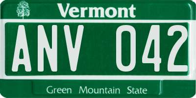 VT license plate ANV042