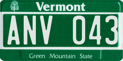 VT license plate ANV043