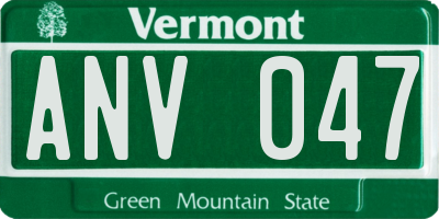 VT license plate ANV047