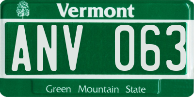 VT license plate ANV063