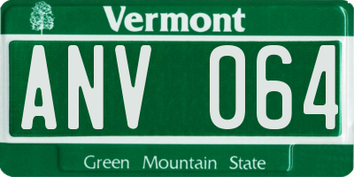 VT license plate ANV064