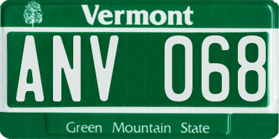 VT license plate ANV068
