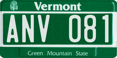 VT license plate ANV081