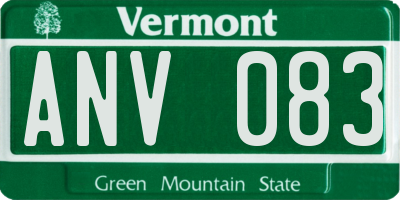 VT license plate ANV083