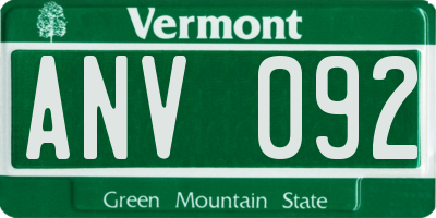 VT license plate ANV092