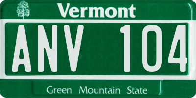 VT license plate ANV104