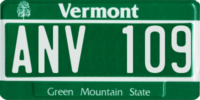 VT license plate ANV109