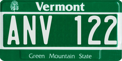 VT license plate ANV122