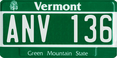 VT license plate ANV136